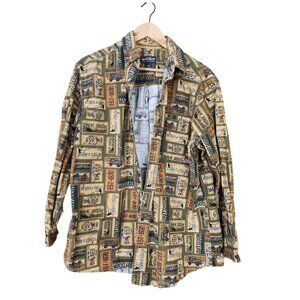 Vintage Woolrich Outdoor License Plate Flannel Button Up Mens Flannel size L